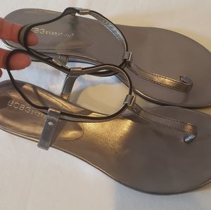 BCBGeneration silver low wedge open sandals